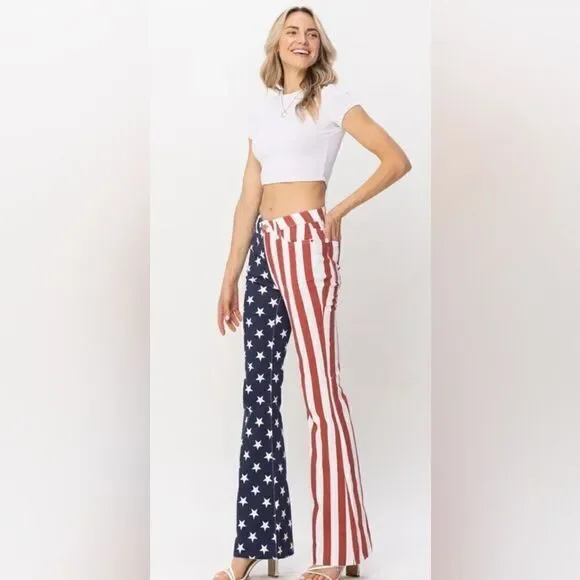 High Waist American Flag Print Flare - Picture 5 of 7